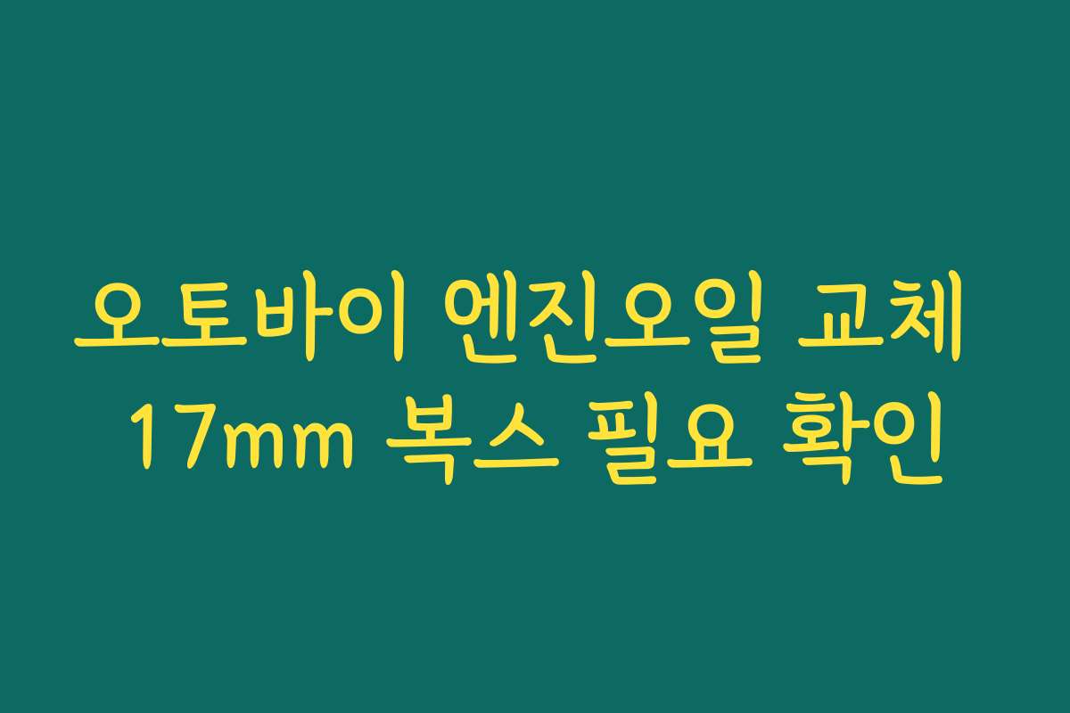 오토바이 엔진오일 교체 17mm 복스 필요 확인