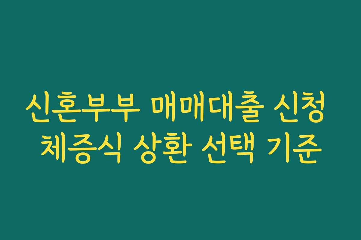 신혼부부 매매대출 신청 체증식 상환 선택 기준