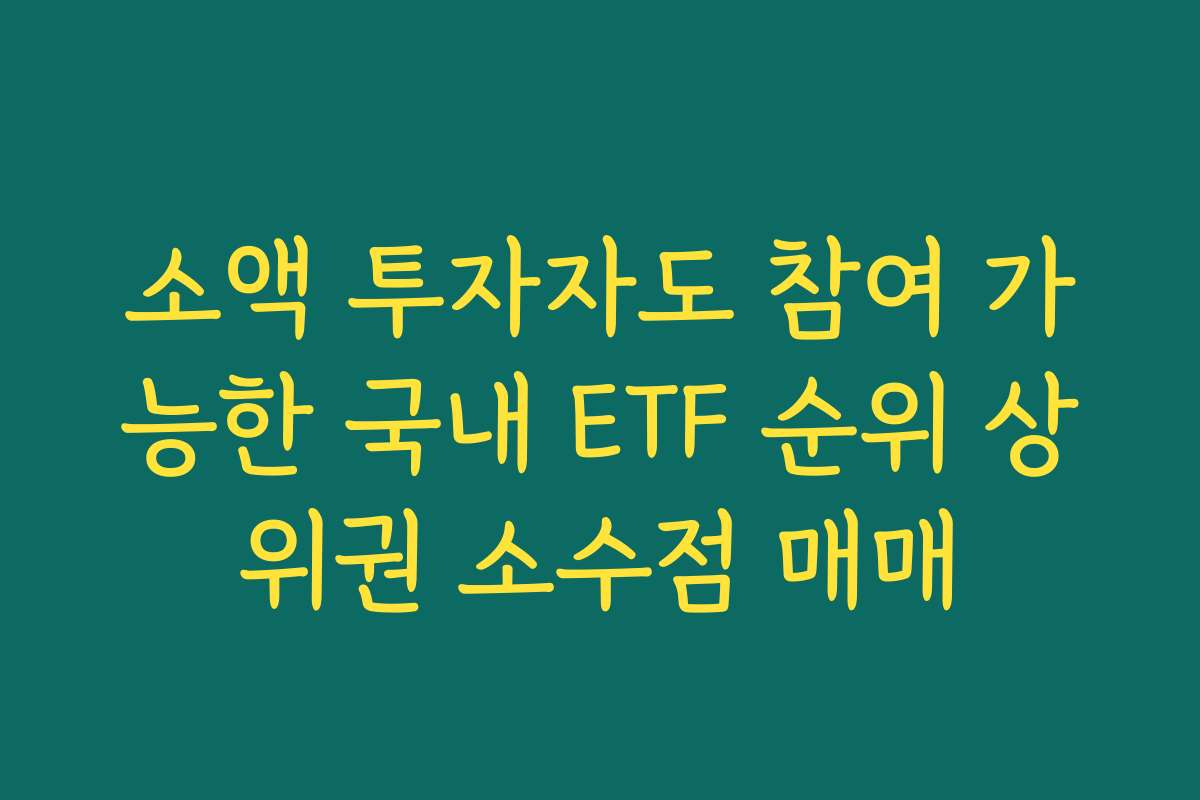 소액 투자자도 참여 가능한 국내 ETF 순위 상위권 소수점 매매