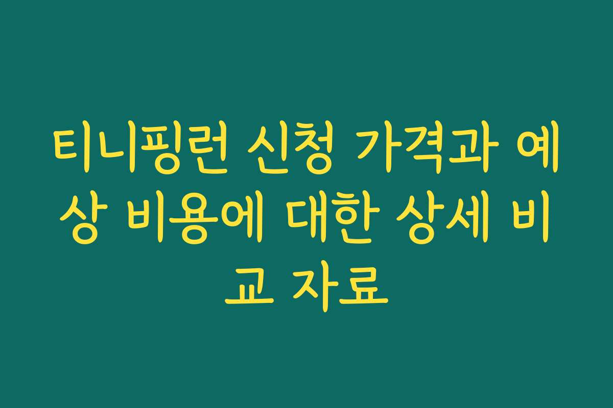 티니핑런 신청 가격과 예상 비용에 대한 상세 비교 자료