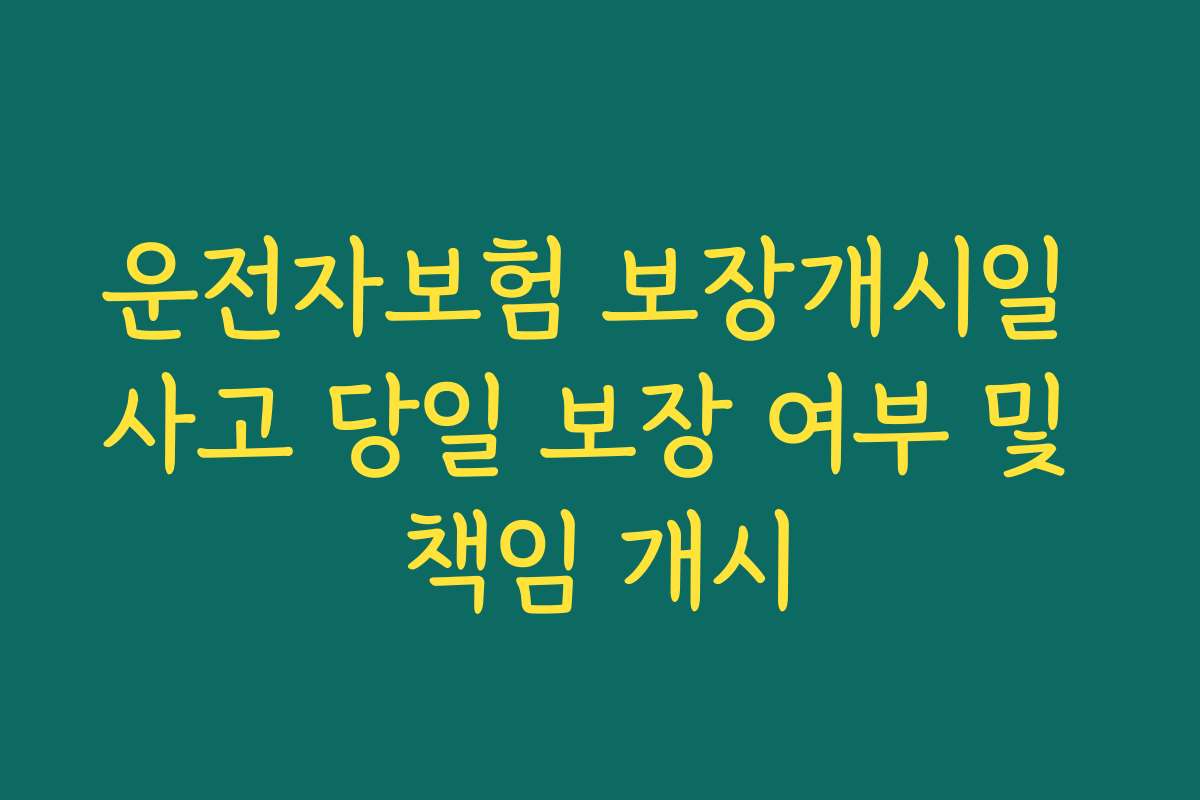 운전자보험 보장개시일 사고 당일 보장 여부 및 책임 개시