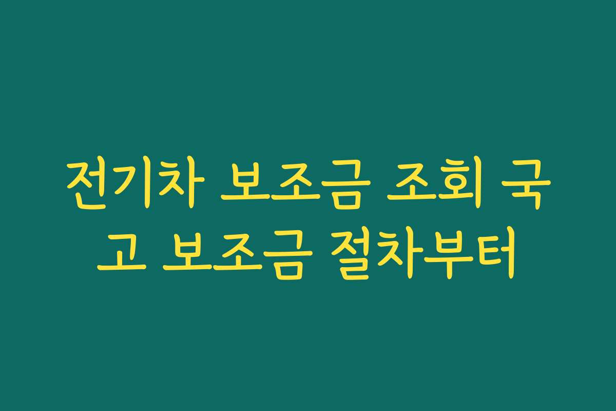 전기차 보조금 조회 국고 보조금 절차부터