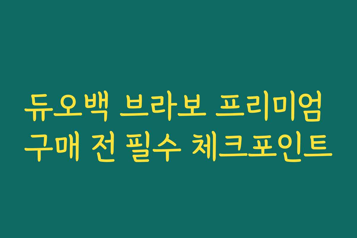 듀오백 브라보 프리미엄 구매 전 필수 체크포인트