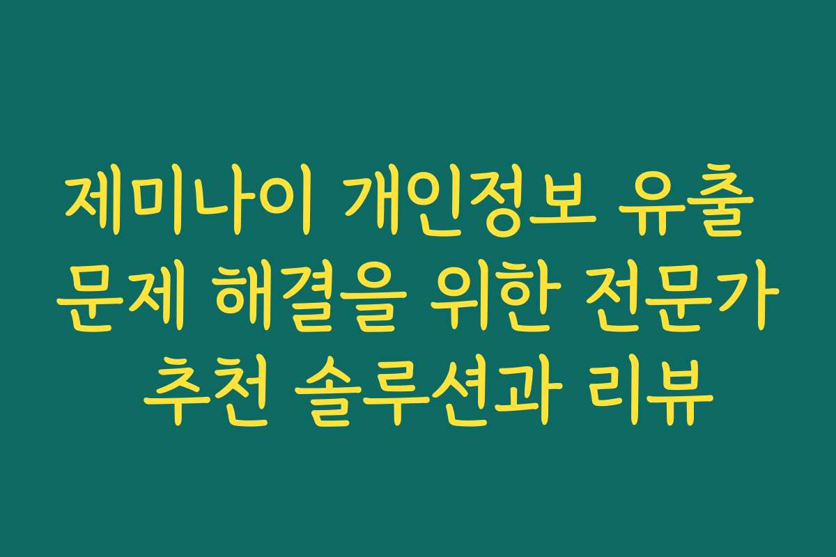 제미나이 개인정보 유출 문제 해결을 위한 전문가 추천 솔루션과 리뷰