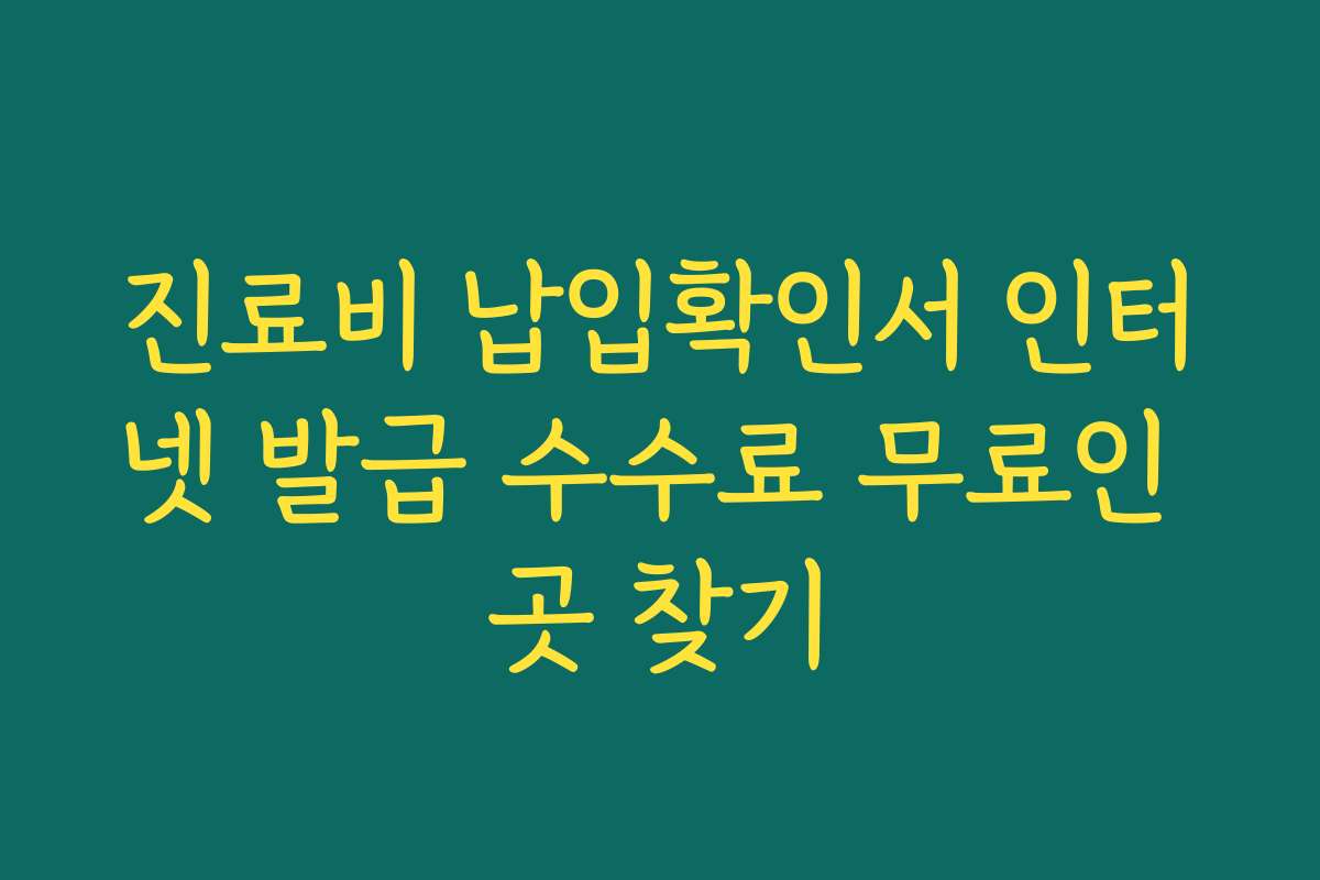 진료비 납입확인서 인터넷 발급 수수료 무료인 곳 찾기