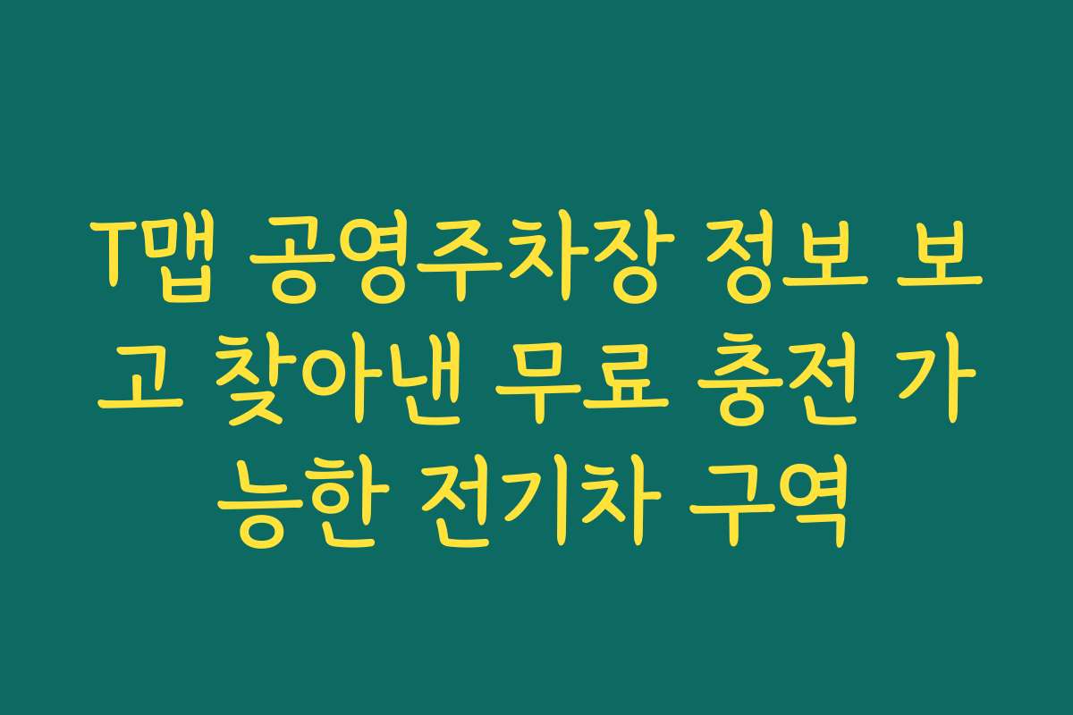 T맵 공영주차장 정보 보고 찾아낸 무료 충전 가능한 전기차 구역