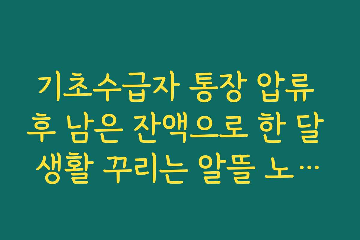 기초수급자 통장 압류 후 남은 잔액으로 한 달 생활 꾸리는 알뜰 노하우