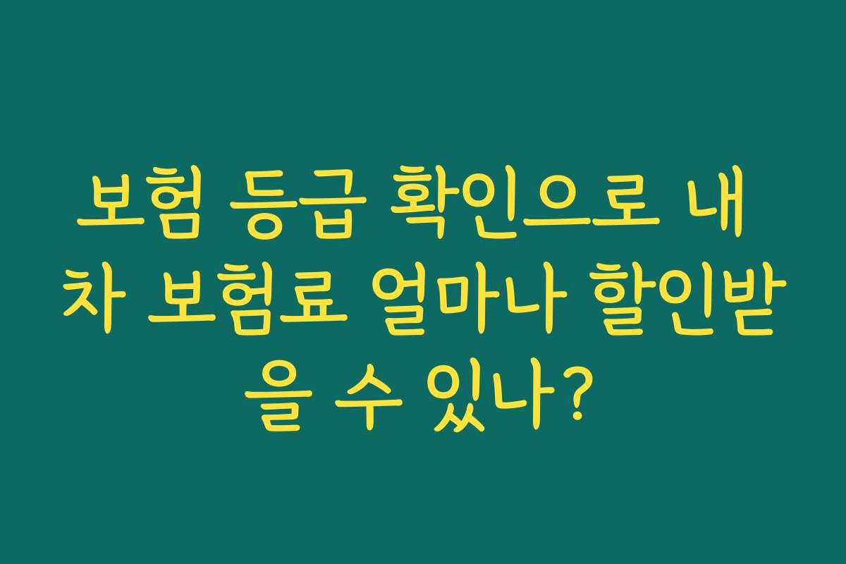 보험 등급 확인으로 내 차 보험료 얼마나 할인받을 수 있나?