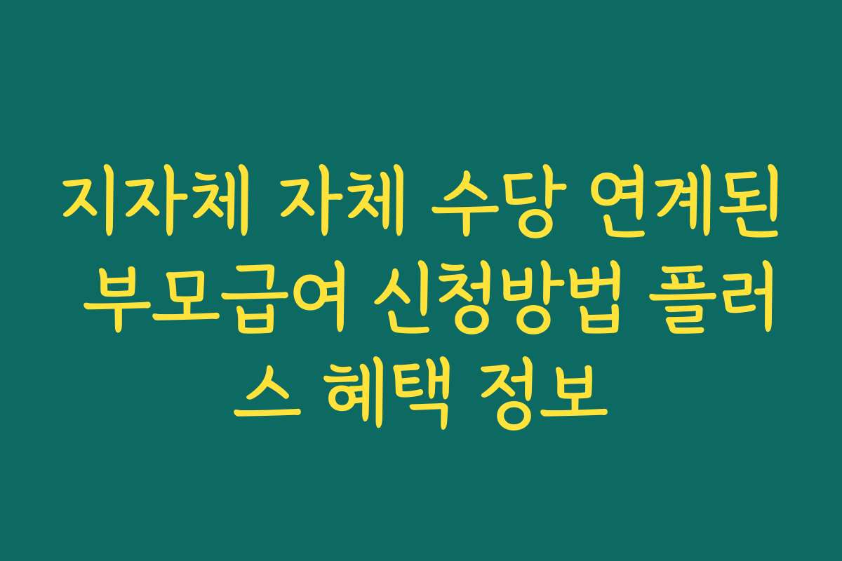 지자체 자체 수당 연계된 부모급여 신청방법 플러스 혜택 정보
