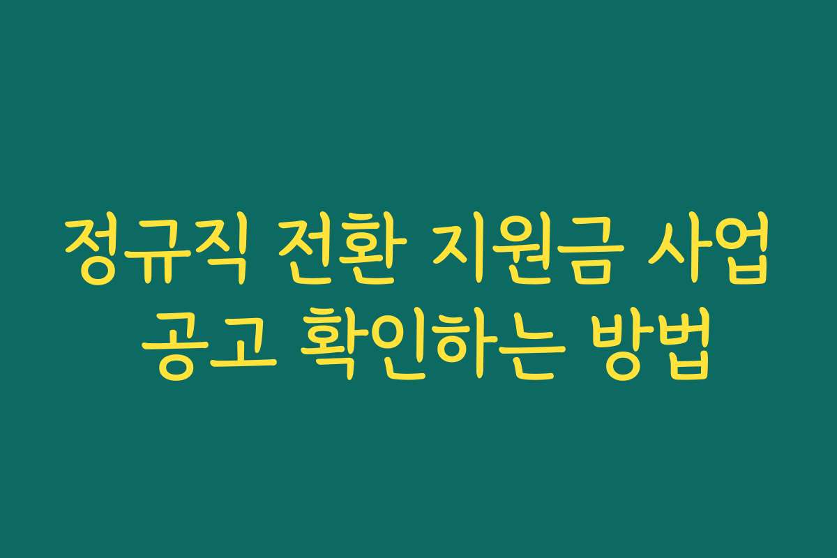 정규직 전환 지원금 사업 공고 확인하는 방법