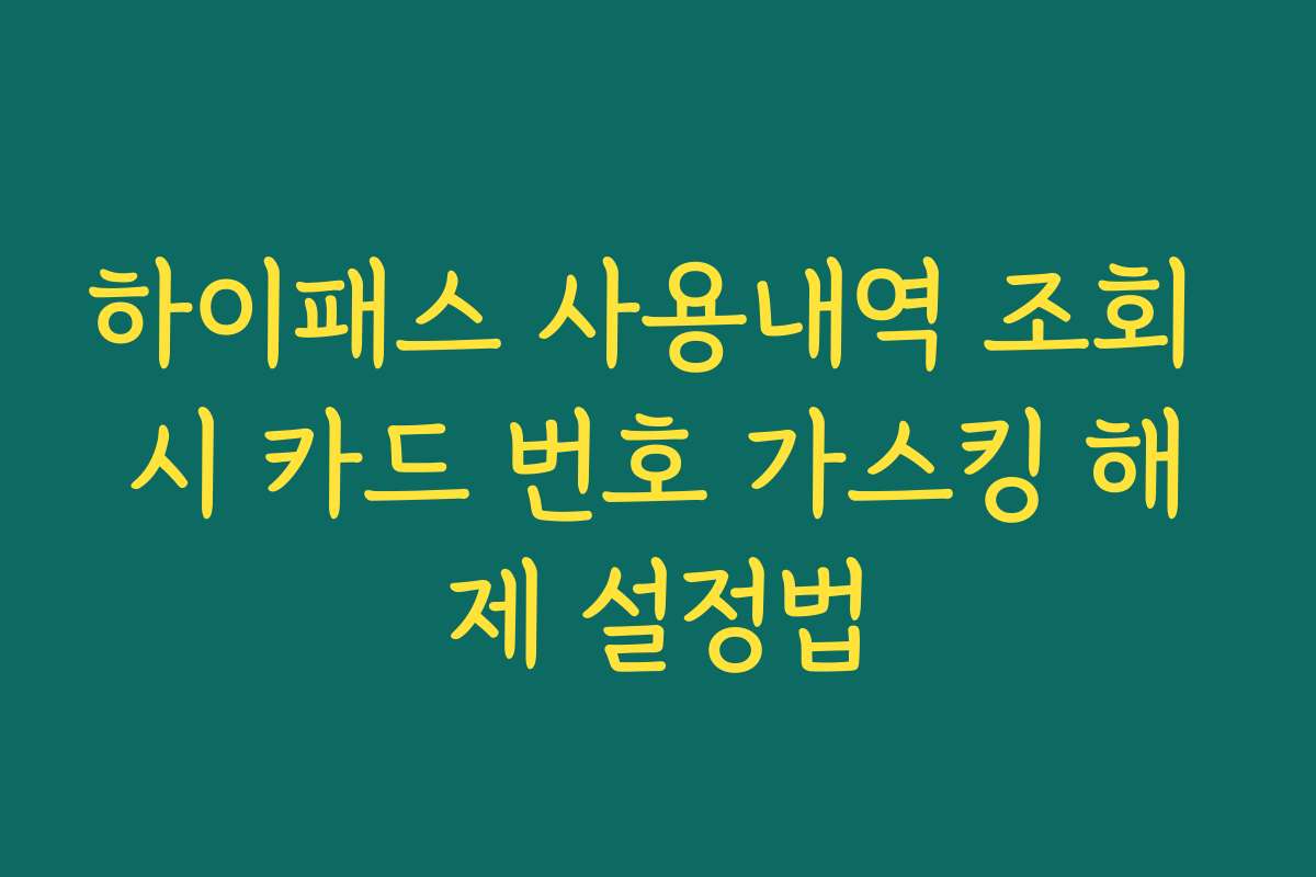 하이패스 사용내역 조회 시 카드 번호 가스킹 해제 설정법