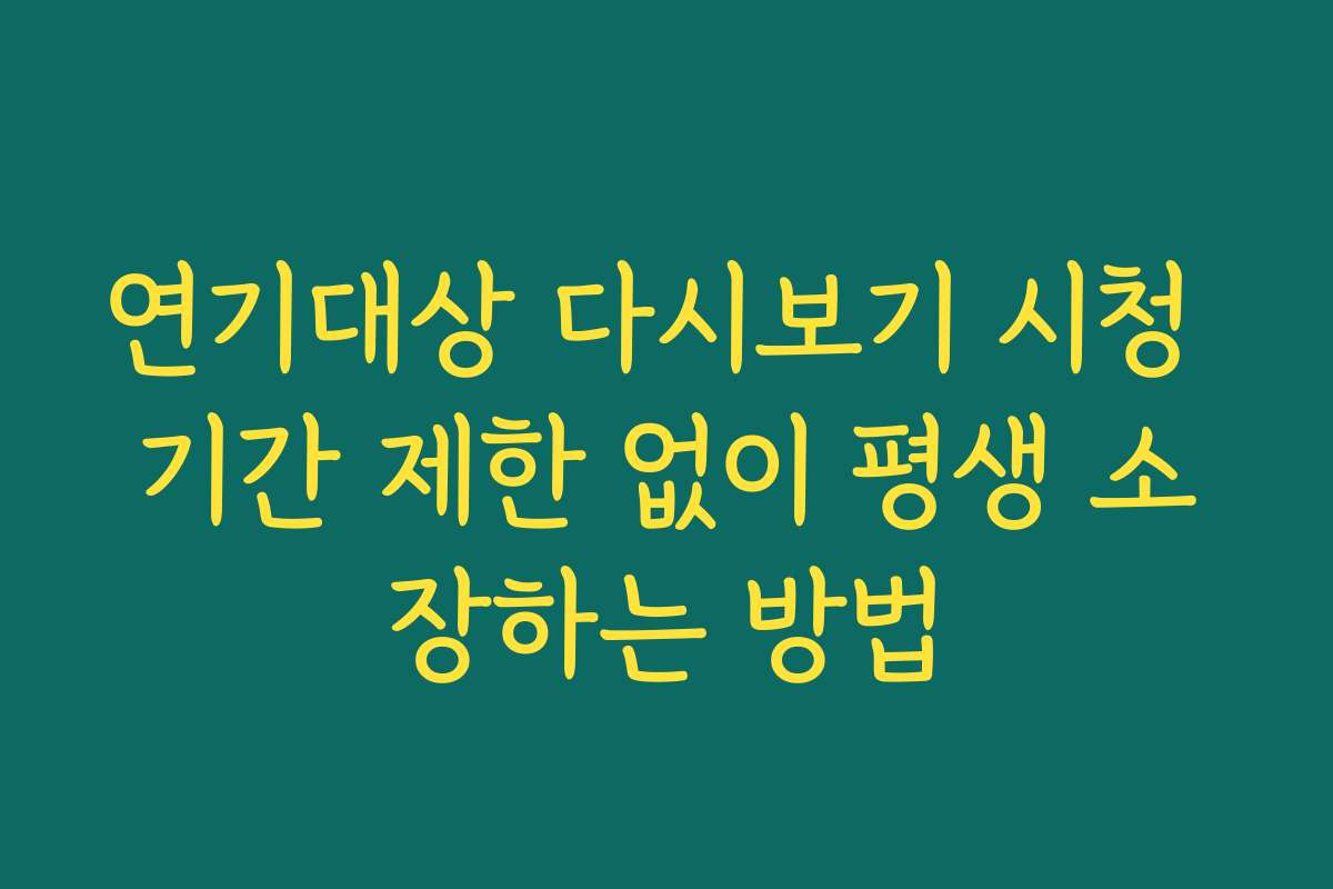 연기대상 다시보기 시청 기간 제한 없이 평생 소장하는 방법