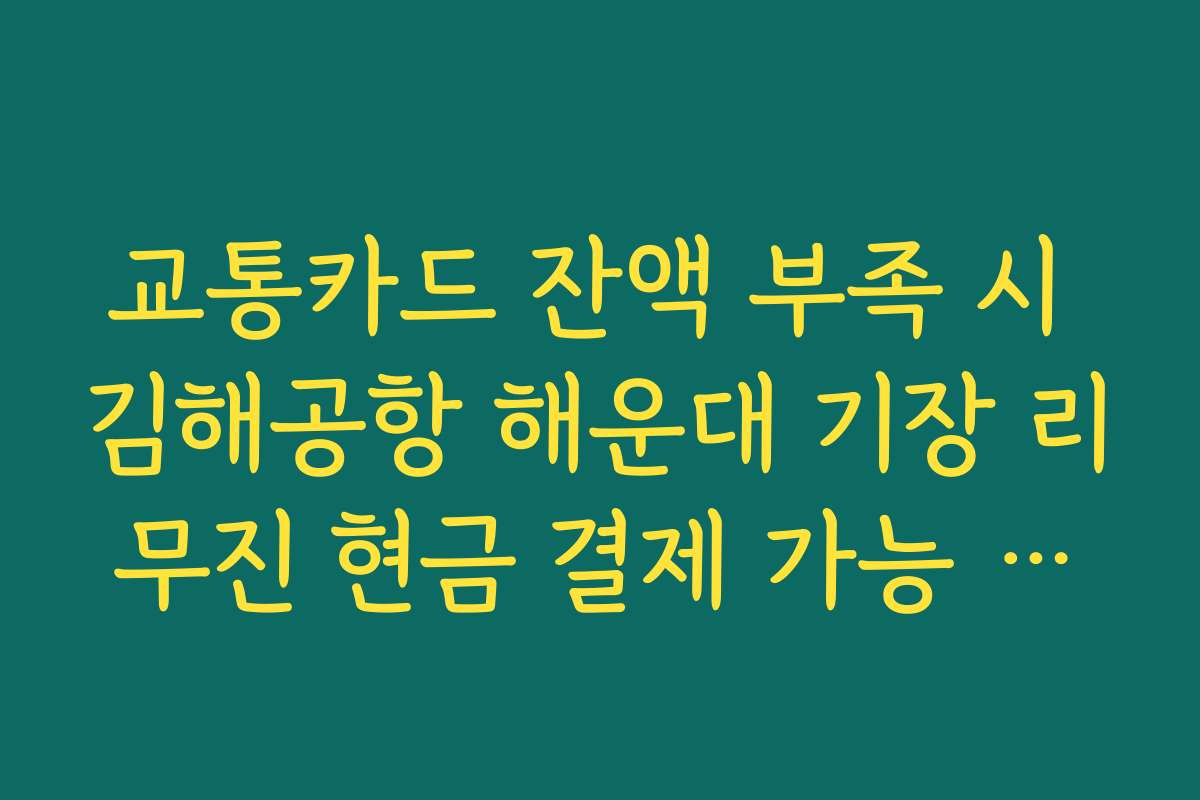 교통카드 잔액 부족 시 김해공항 해운대 기장 리무진 현금 결제 가능 여부
