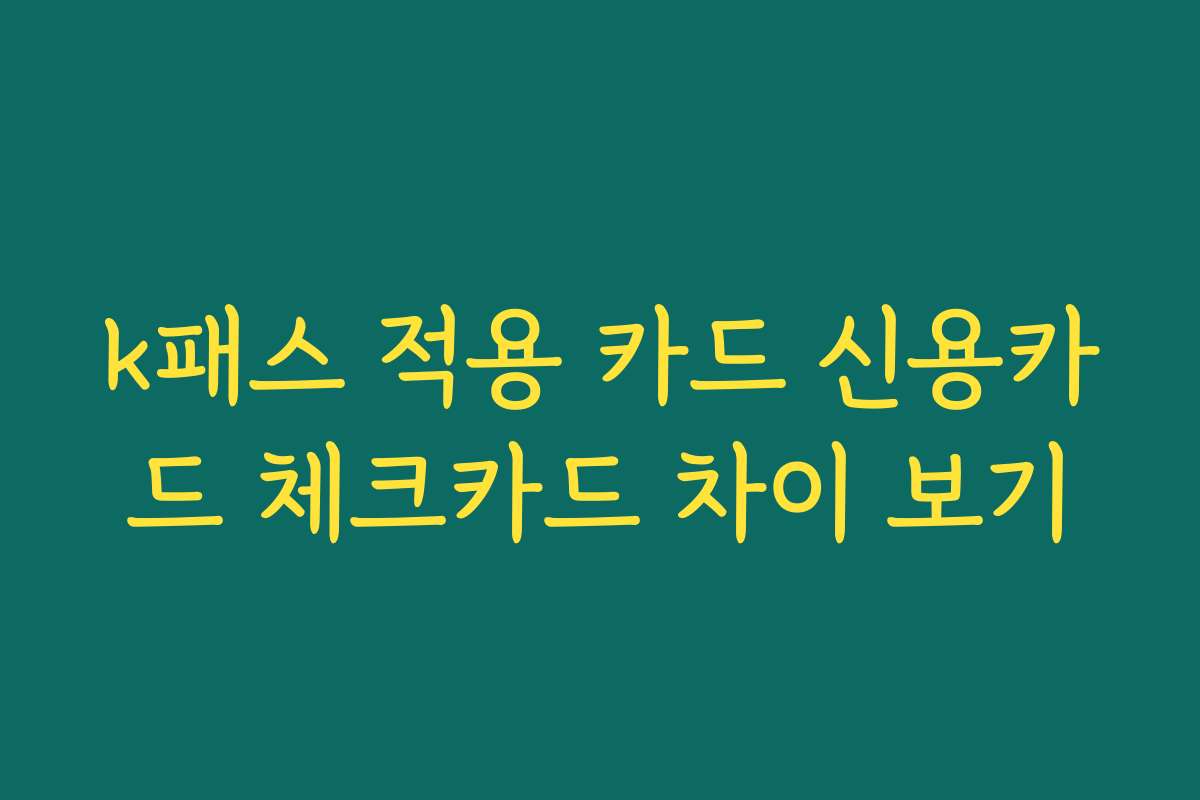 k패스 적용 카드 신용카드 체크카드 차이 보기