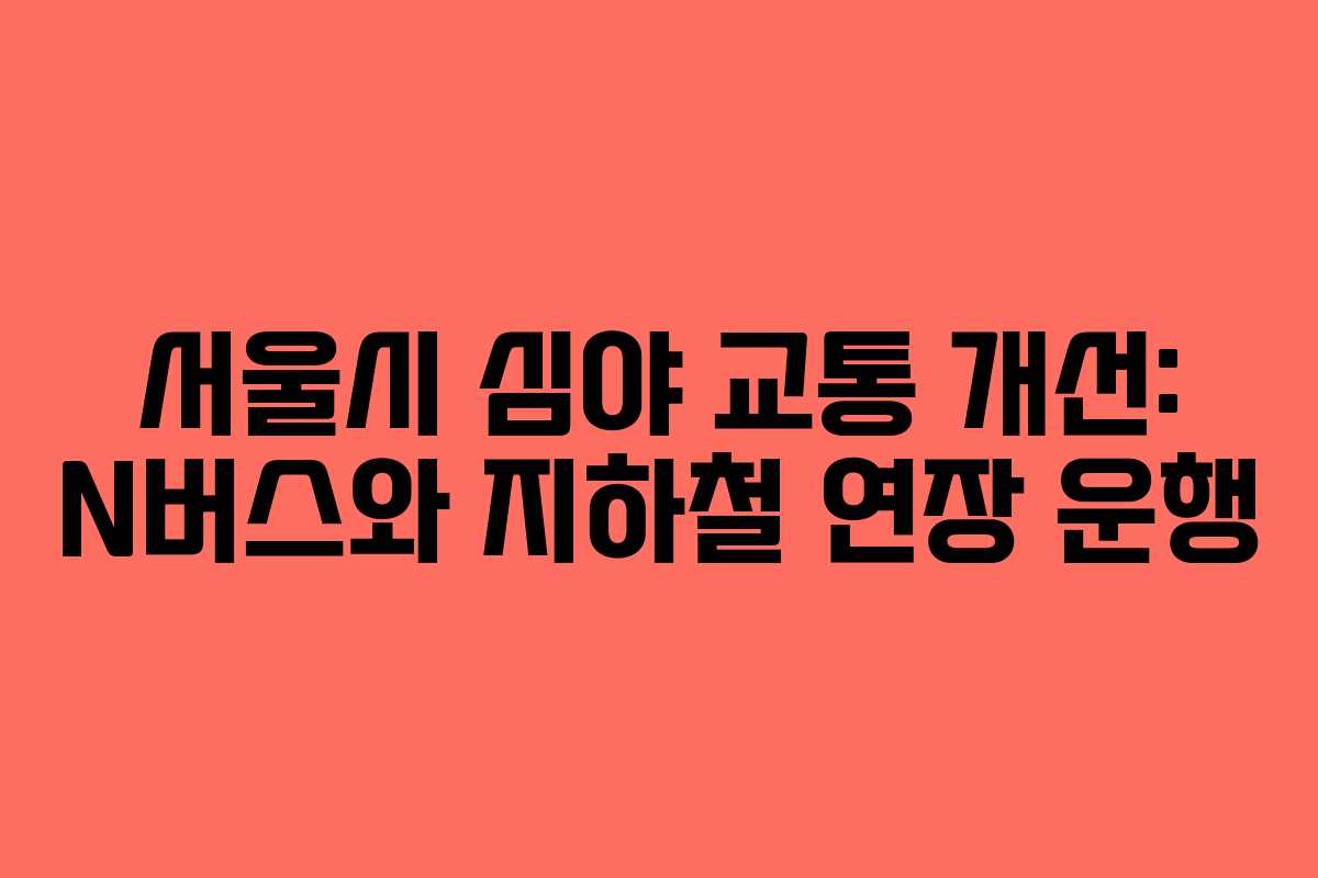 서울시 심야 교통 개선: N버스와 지하철 연장 운행