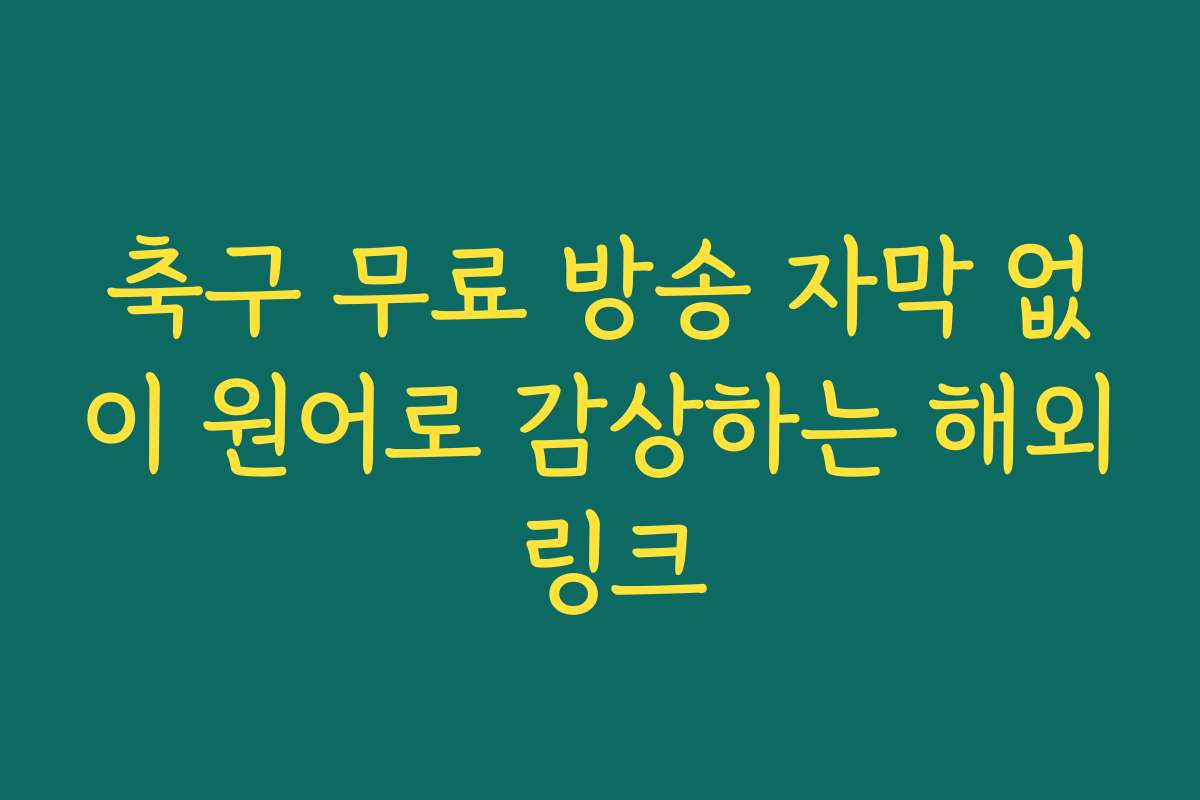 축구 무료 방송 자막 없이 원어로 감상하는 해외 링크