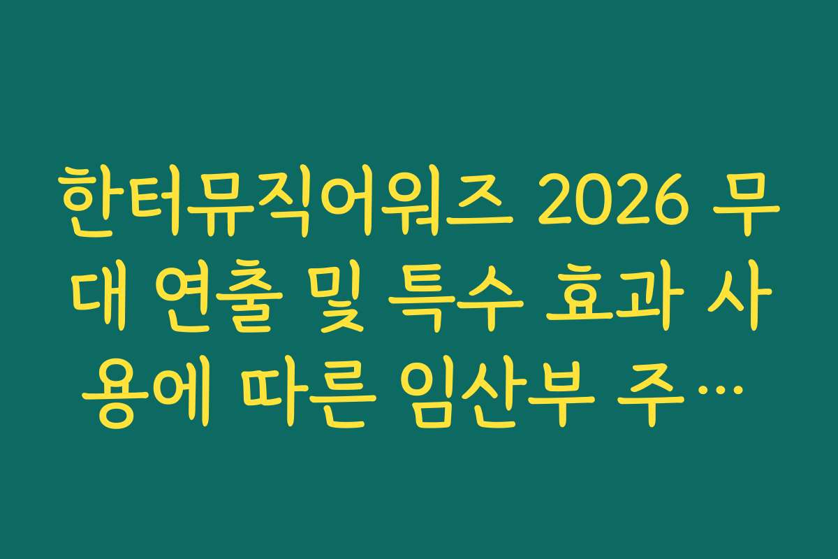 한터뮤직어워즈 2026 무대 연출 및 특수 효과 사용에 따른 임산부 주의사항
