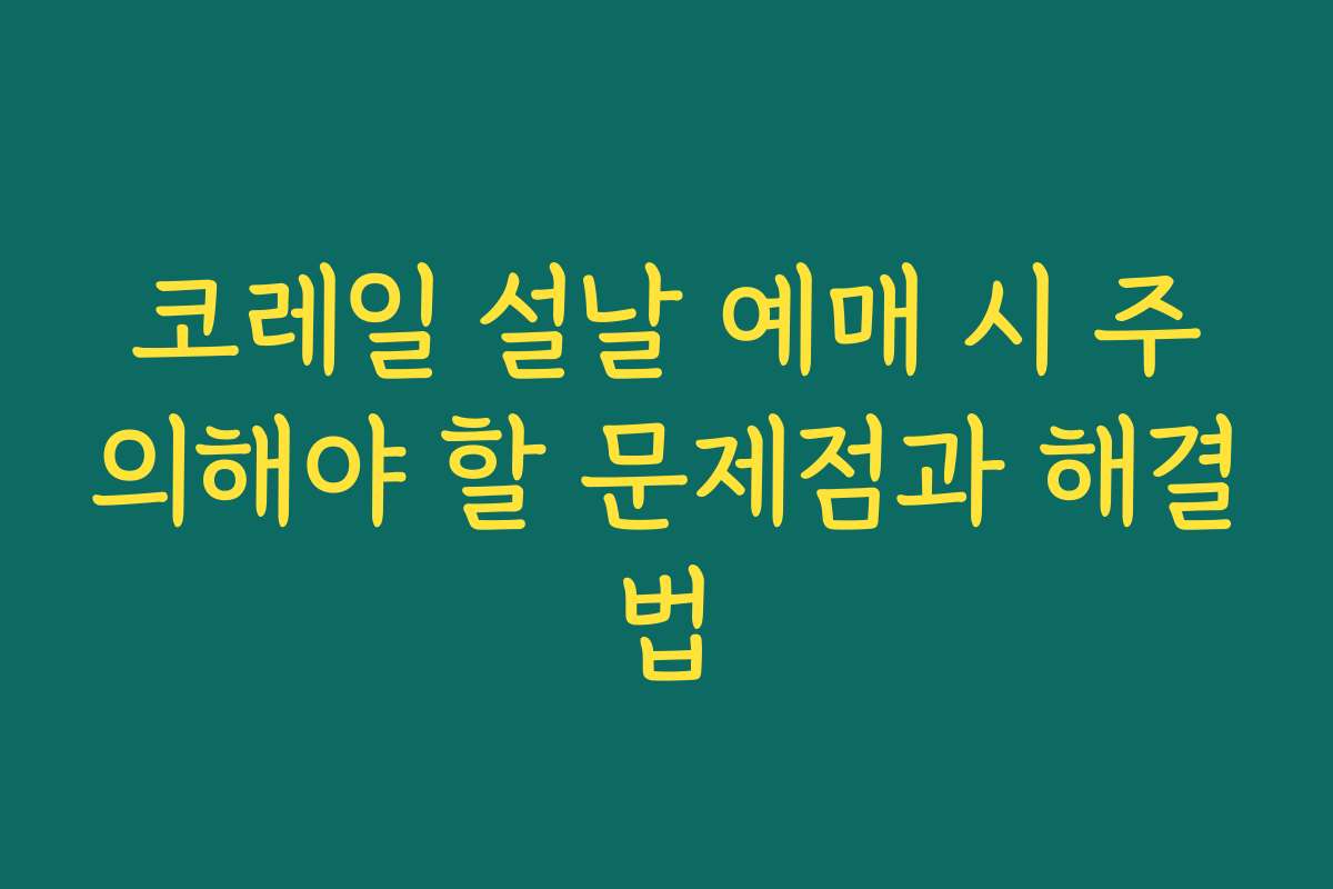 코레일 설날 예매 시 주의해야 할 문제점과 해결법