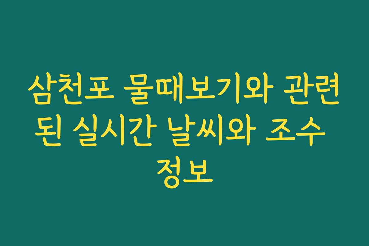 삼천포 물때보기와 관련된 실시간 날씨와 조수 정보