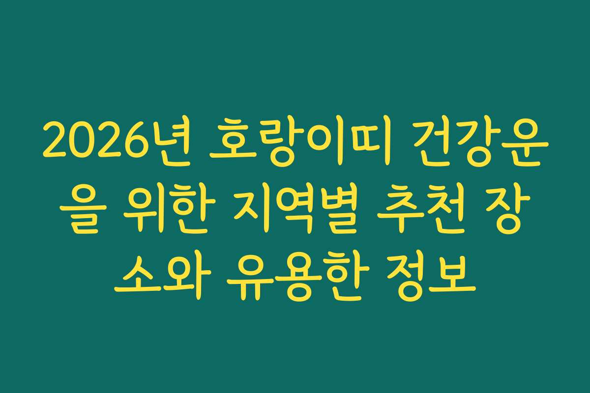 2026년 호랑이띠 건강운을 위한 지역별 추천 장소와 유용한 정보