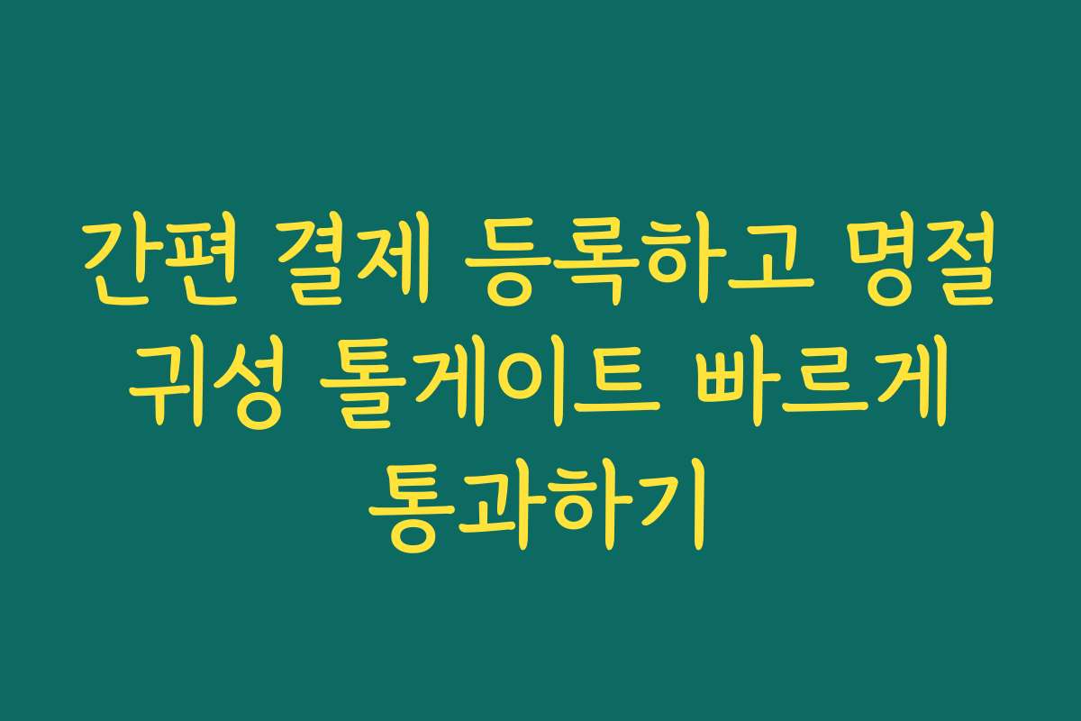 간편 결제 등록하고 명절 귀성 톨게이트 빠르게 통과하기