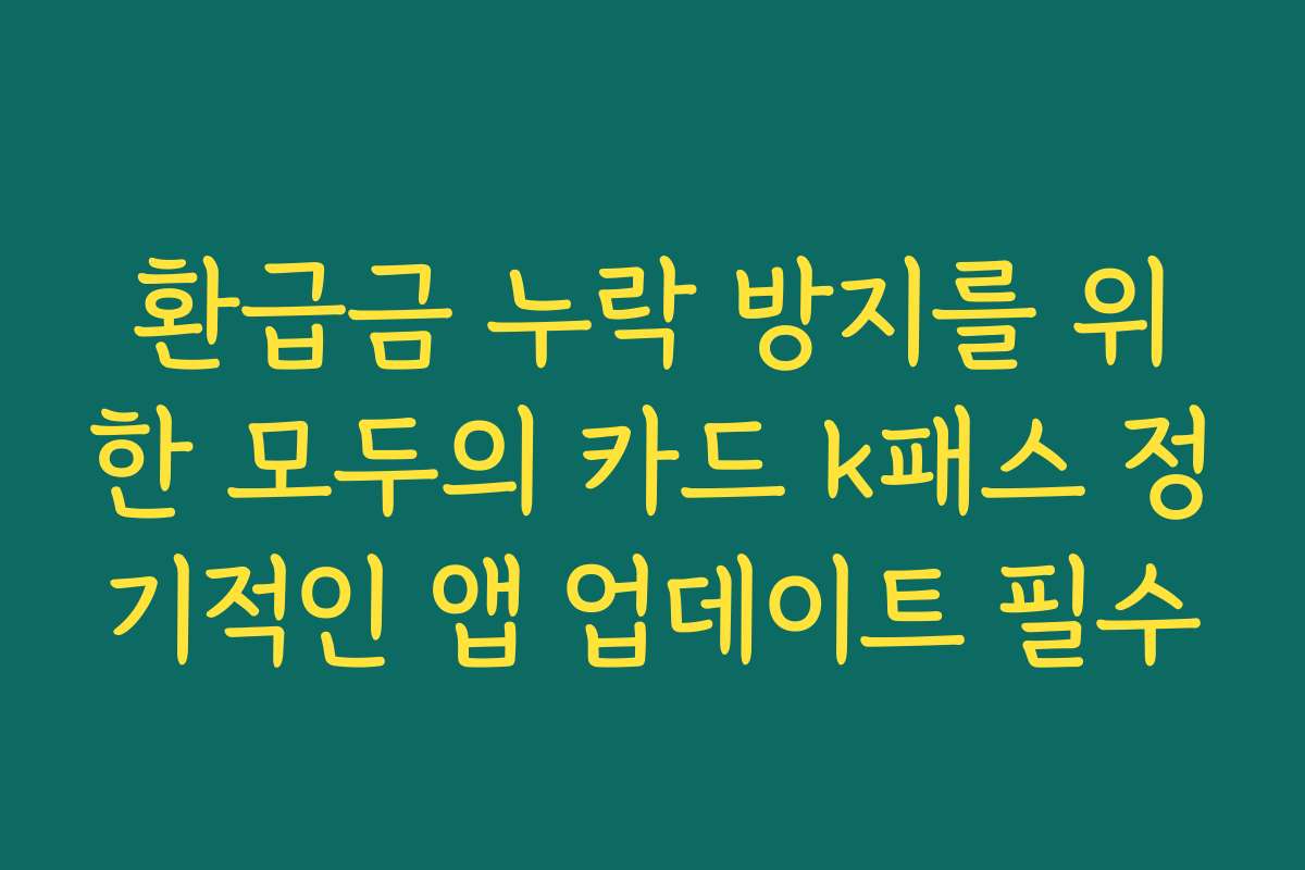 환급금 누락 방지를 위한 모두의 카드 k패스 정기적인 앱 업데이트 필수