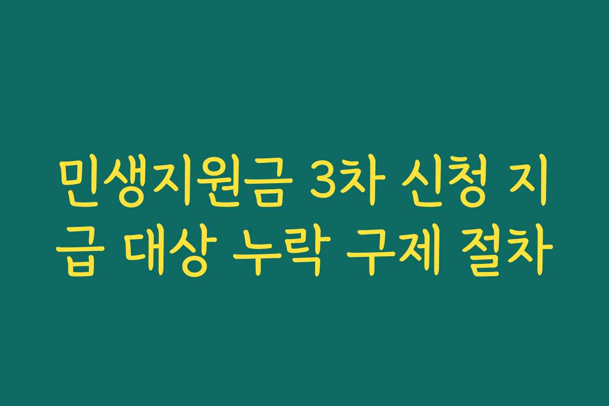 민생지원금 3차 신청 지급 대상 누락 구제 절차