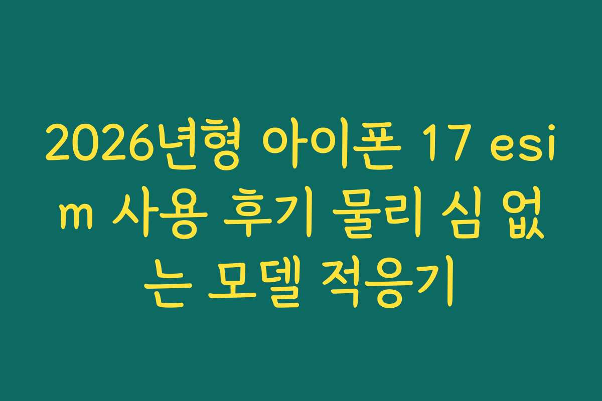 2026년형 아이폰 17 esim 사용 후기 물리 심 없는 모델 적응기
