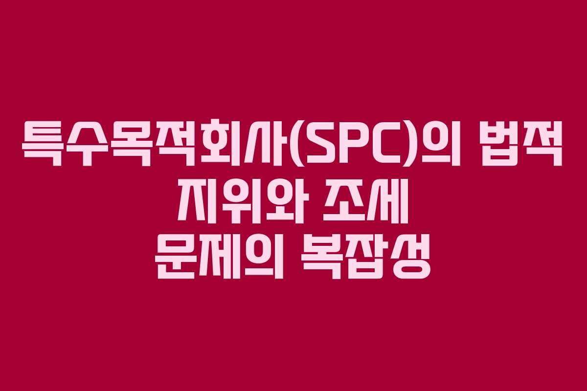 특수목적회사(SPC)의 법적 지위와 조세 문제의 복잡성