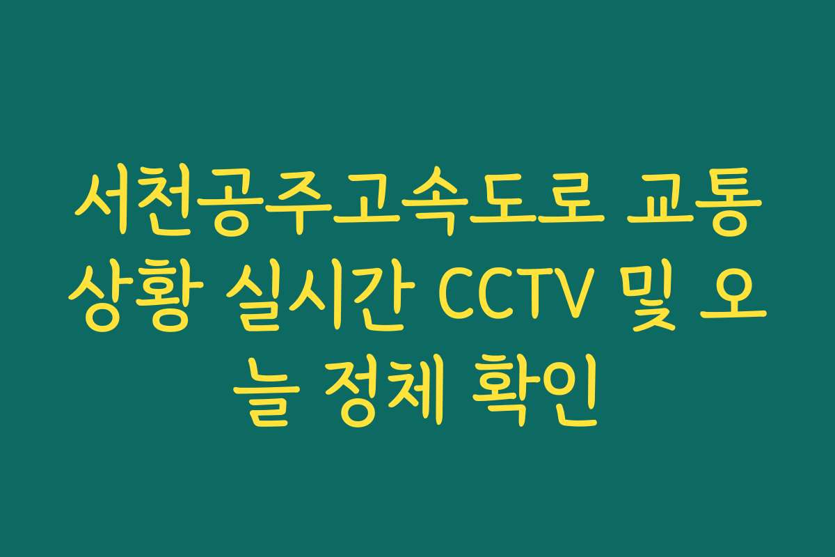 서천공주고속도로 교통상황 실시간 CCTV 및 오늘 정체 확인