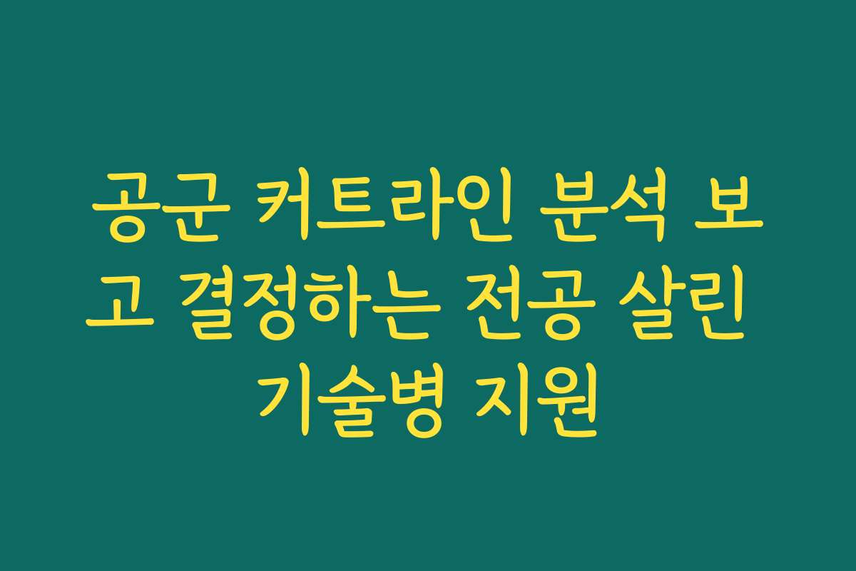 공군 커트라인 분석 보고 결정하는 전공 살린 기술병 지원