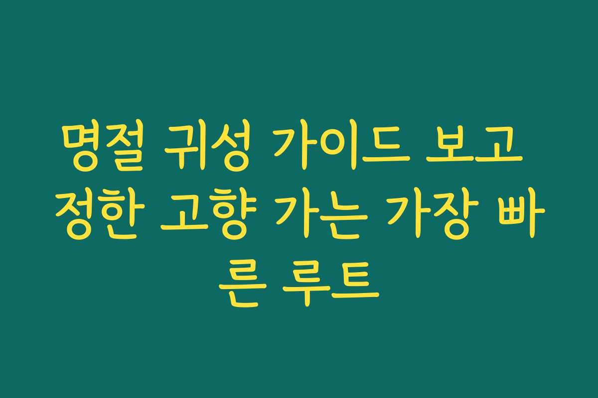 명절 귀성 가이드 보고 정한 고향 가는 가장 빠른 루트