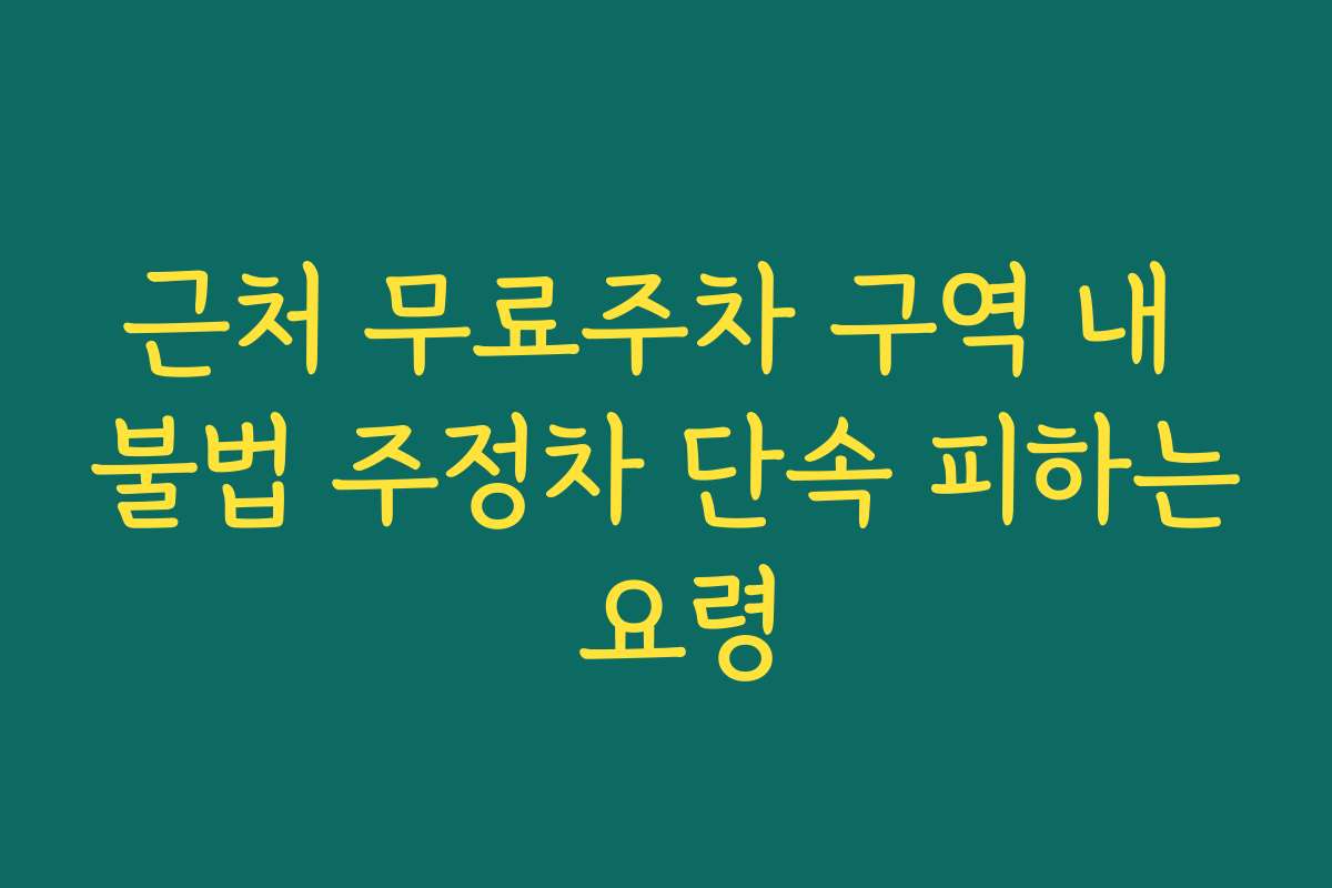 근처 무료주차 구역 내 불법 주정차 단속 피하는 요령