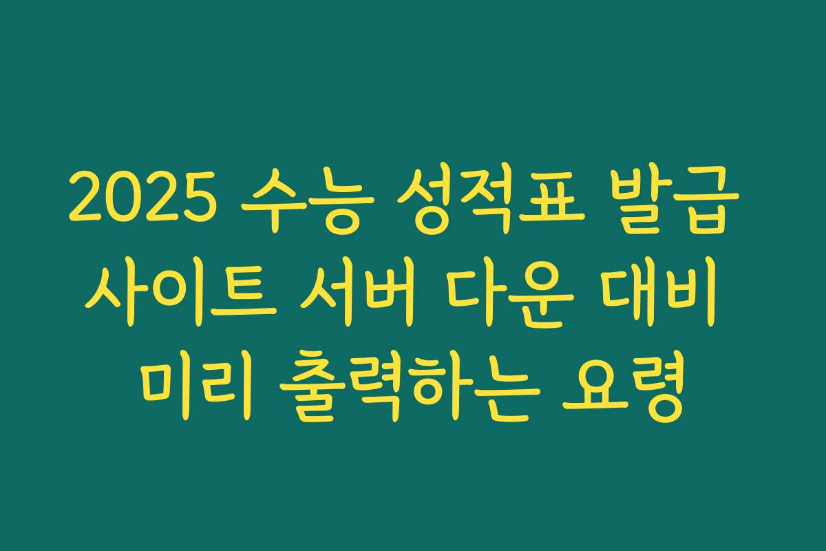 2025 수능 성적표 발급 사이트 서버 다운 대비 미리 출력하는 요령