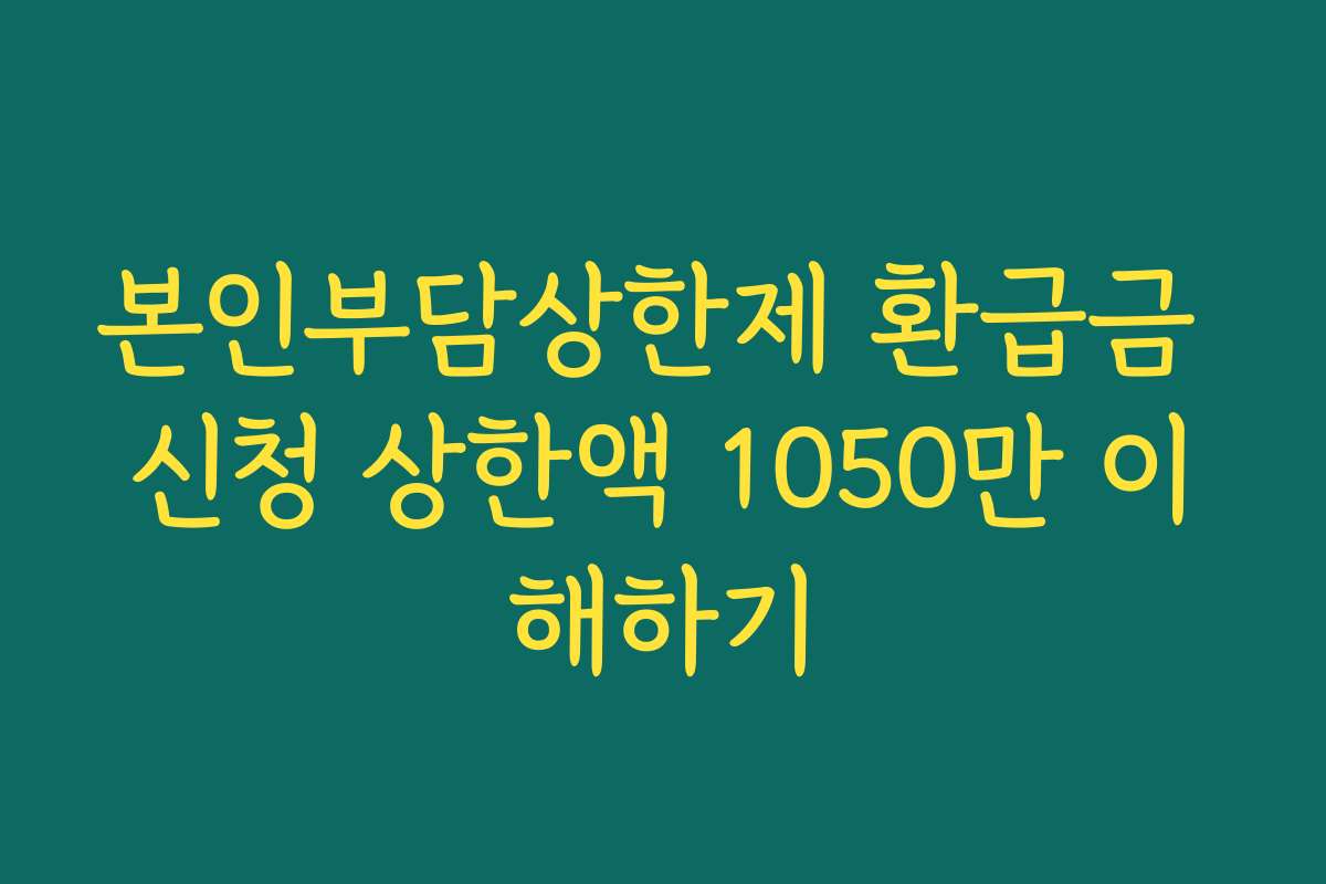본인부담상한제 환급금 신청 상한액 1050만 이해하기