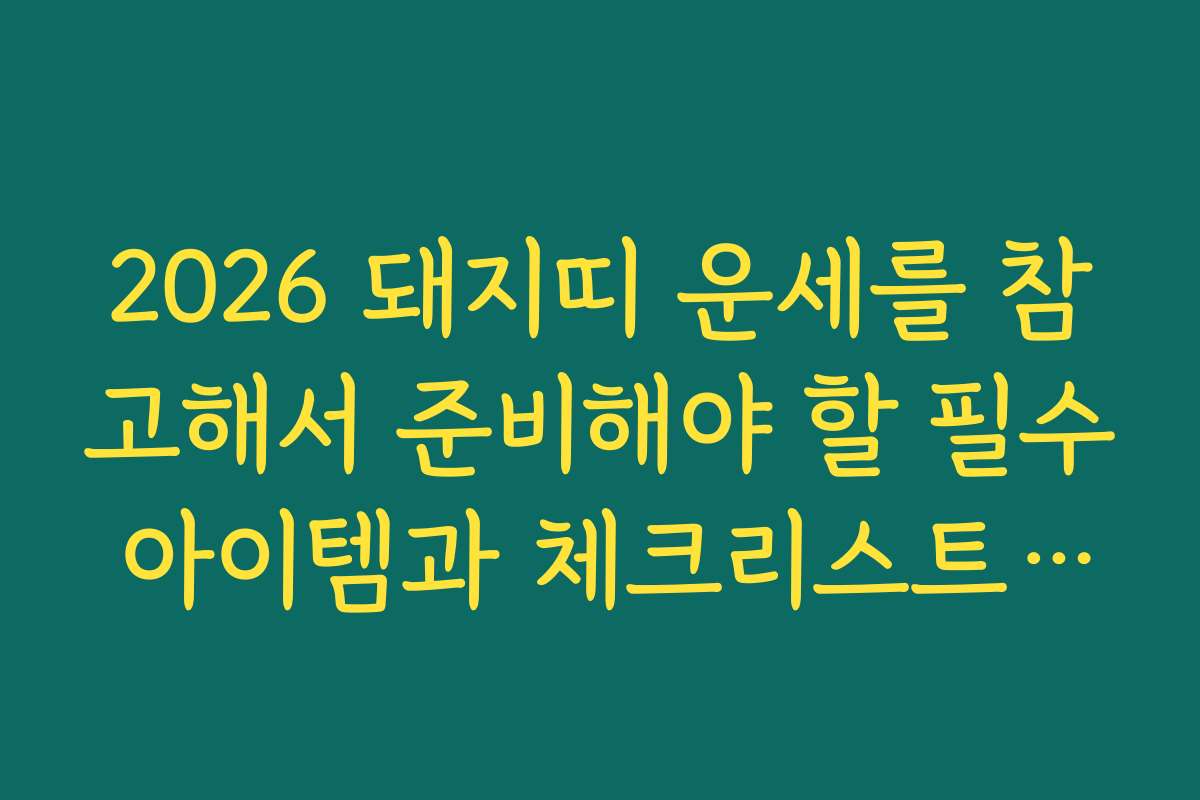 2026 돼지띠 운세를 참고해서 준비해야 할 필수 아이템과 체크리스트는 무엇일까