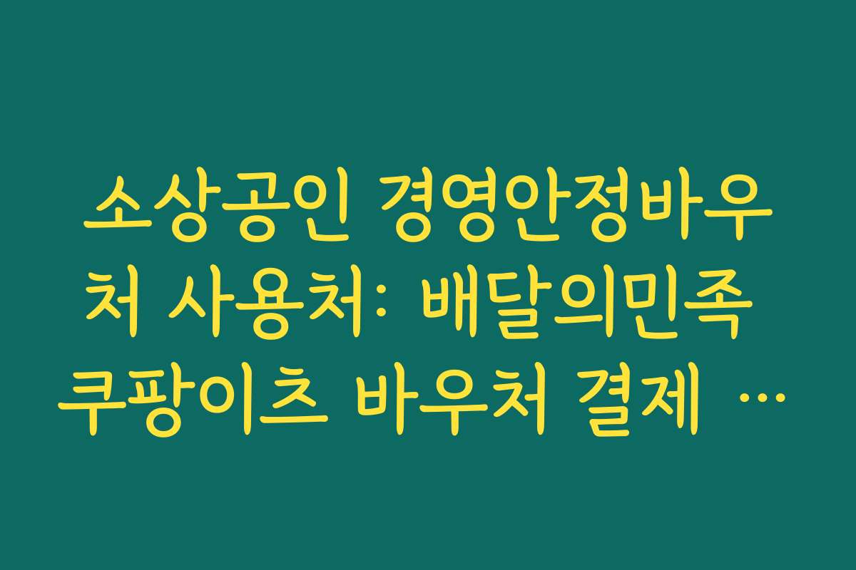 소상공인 경영안정바우처 사용처: 배달의민족 쿠팡이츠 바우처 결제 요령