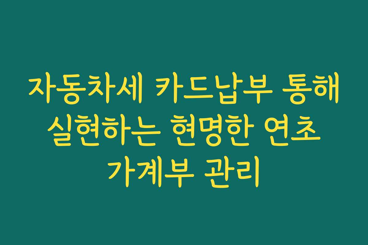 자동차세 카드납부 통해 실현하는 현명한 연초 가계부 관리