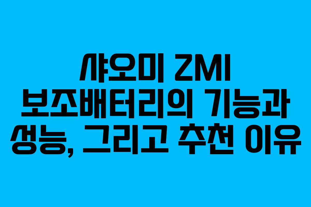 샤오미 ZMI 보조배터리의 기능과 성능, 그리고 추천 이유