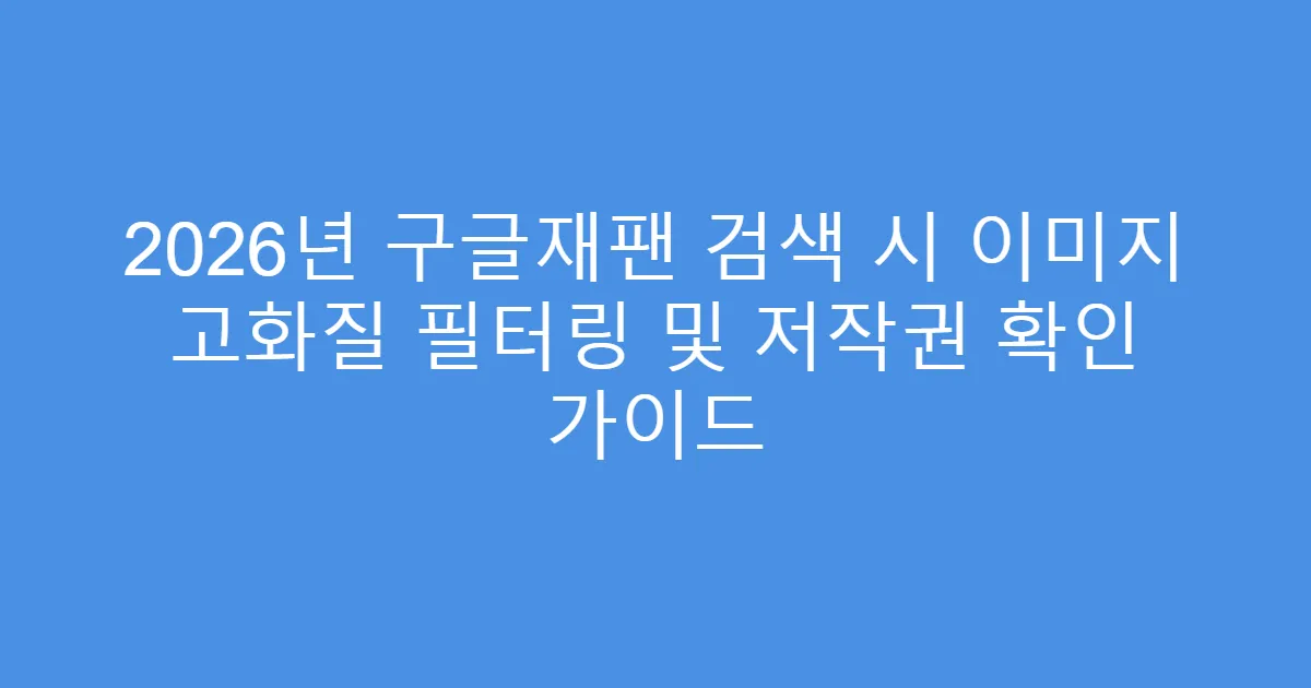 2026년 구글재팬 검색 시 이미지 고화질 필터링 및 저작권 확인 가이드