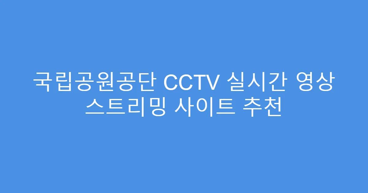 국립공원공단 CCTV 실시간 영상 스트리밍 사이트 추천
