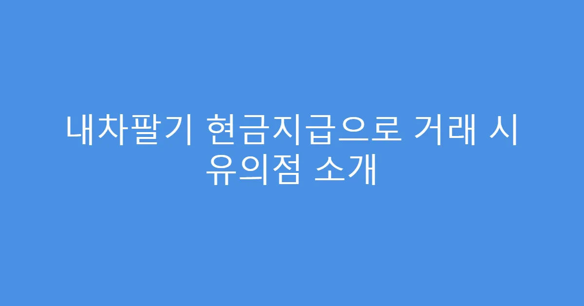 내차팔기 현금지급으로 거래 시 유의점 소개