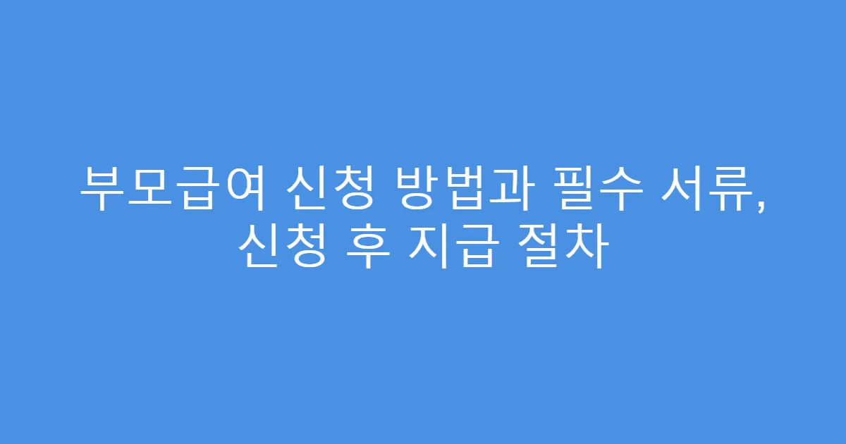 부모급여 신청 방법과 필수 서류, 신청 후 지급 절차
