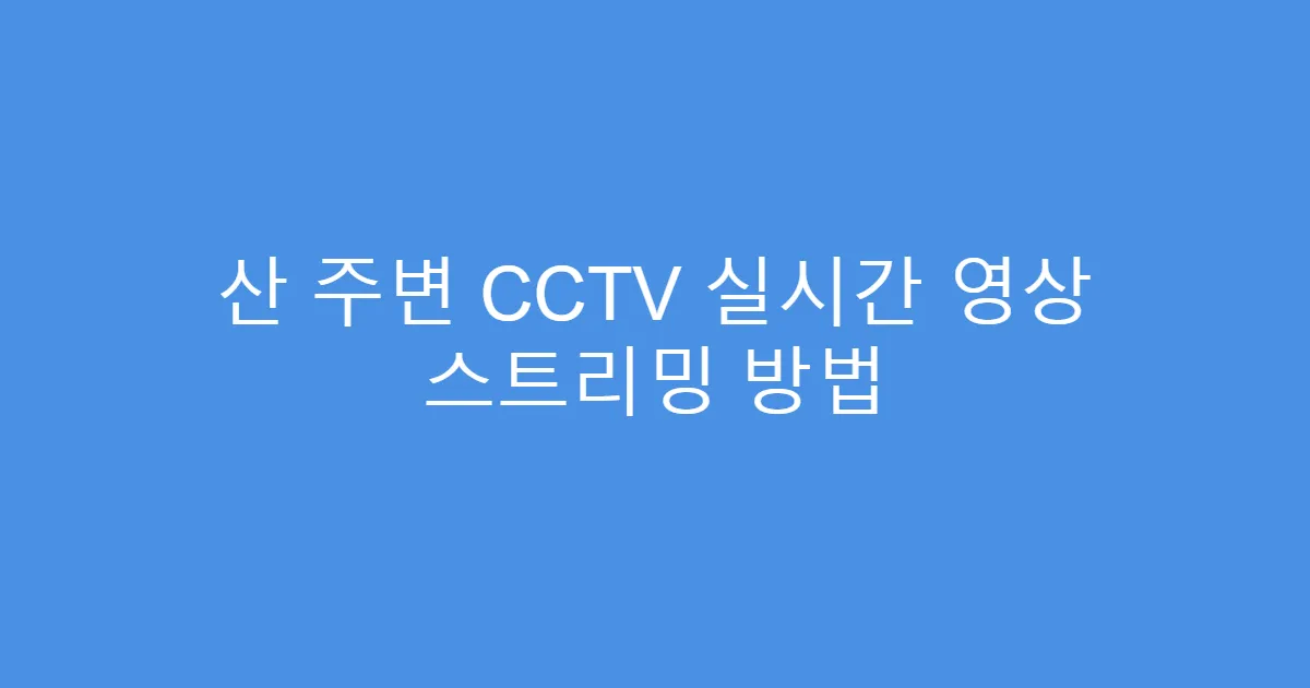 산 주변 CCTV 실시간 영상 스트리밍 방법