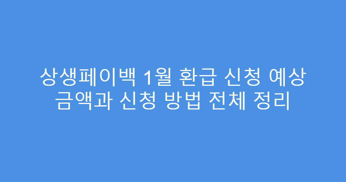 상생페이백 1월 환급 신청 예상 금액과 신청 방법 전체 정리