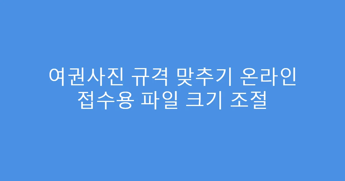 여권사진 규격 맞추기 온라인 접수용 파일 크기 조절