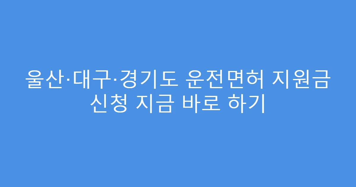 울산·대구·경기도 운전면허 지원금 신청 지금 바로 하기