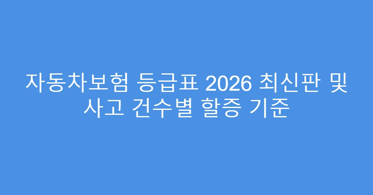 자동차보험 등급표 2026 최신판 및 사고 건수별 할증 기준