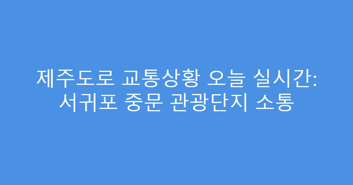 제주도로 교통상황 오늘 실시간: 서귀포 중문 관광단지 소통