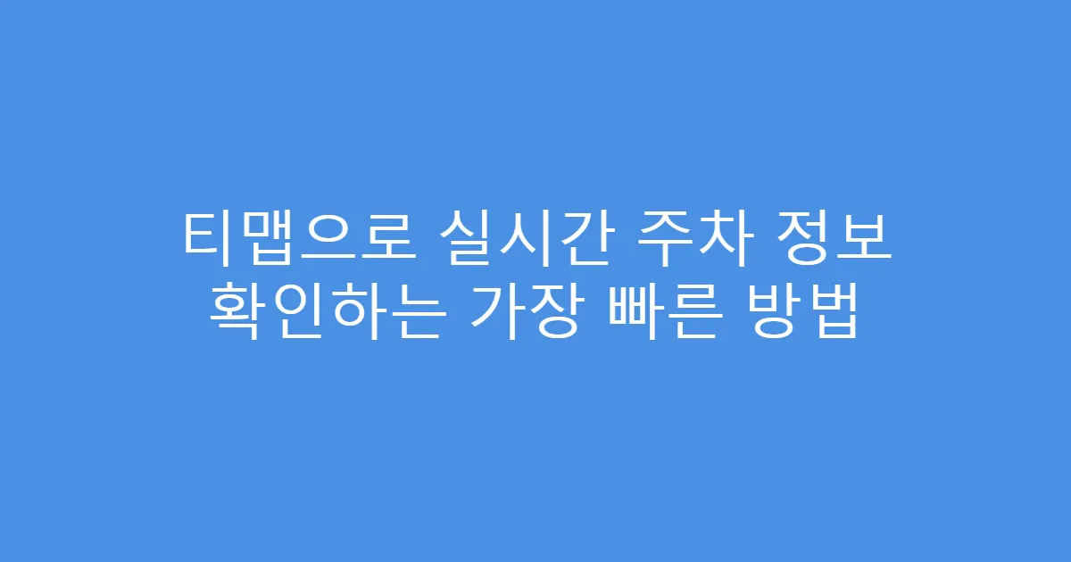 티맵으로 실시간 주차 정보 확인하는 가장 빠른 방법